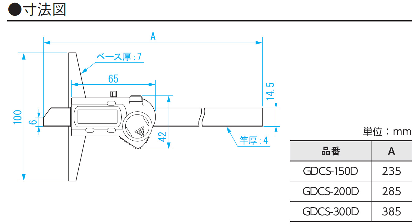 新潟精機 SK デジタルデプスゲージ 200mm GDCS-200D-